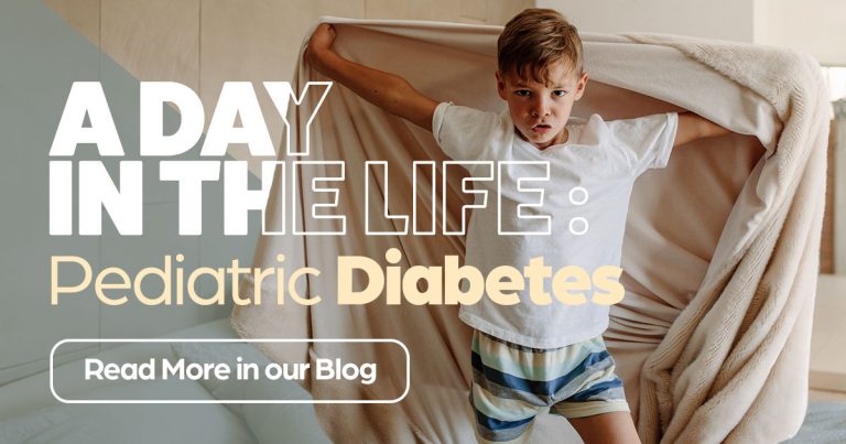 A day in the life: pediatric diabetes, young boy laying in bed playing with sheet, diabetes research